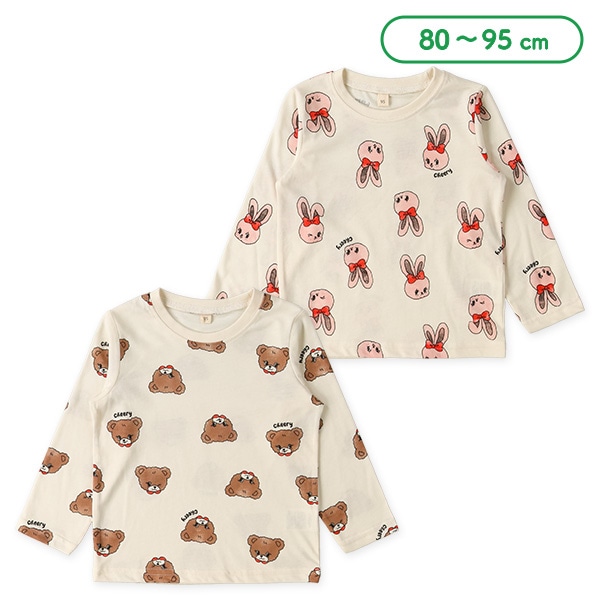 アニマルフェイス総柄長袖Tシャツ