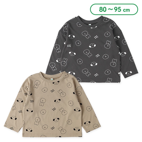 いぬ総柄長袖Tシャツ