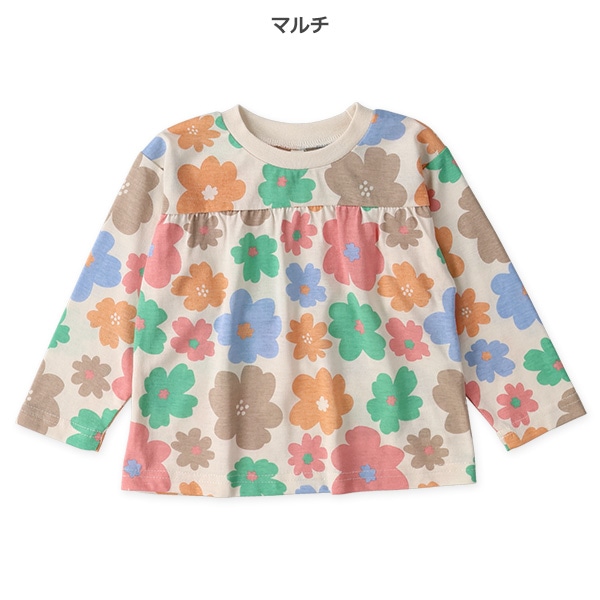 切り替え花総柄長袖Tシャツ