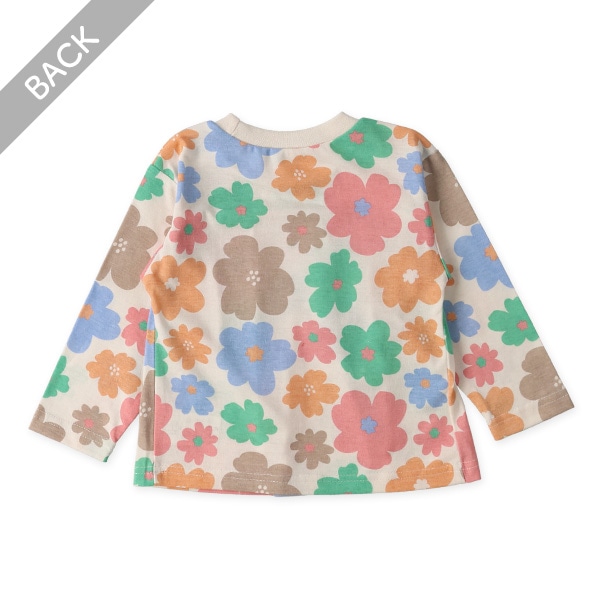 切り替え花総柄長袖Tシャツ
