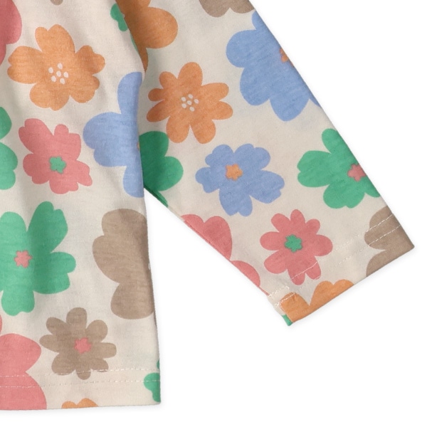 切り替え花総柄長袖Tシャツ