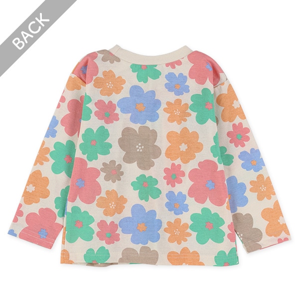 切り替え花総柄長袖Tシャツ