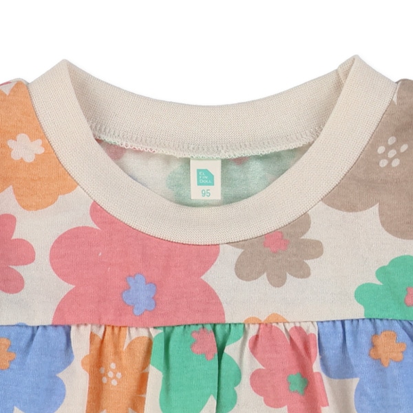 切り替え花総柄長袖Tシャツ