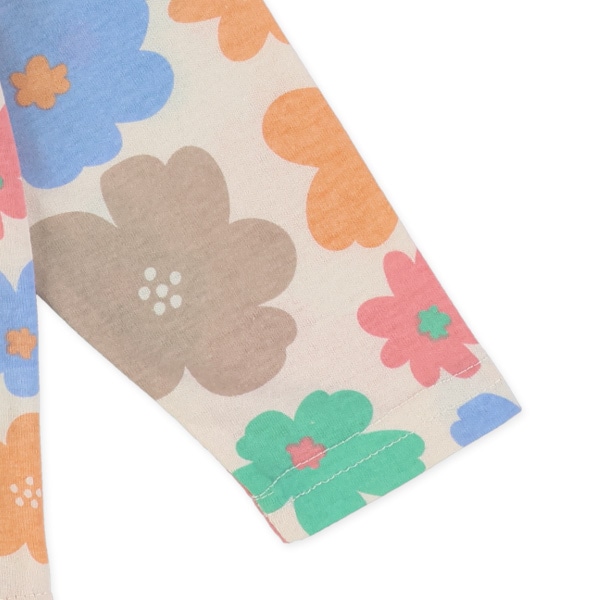 切り替え花総柄長袖Tシャツ