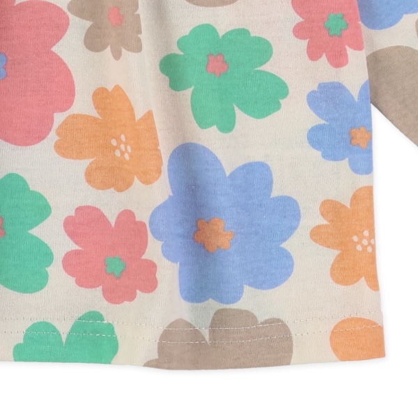 切り替え花総柄長袖Tシャツ