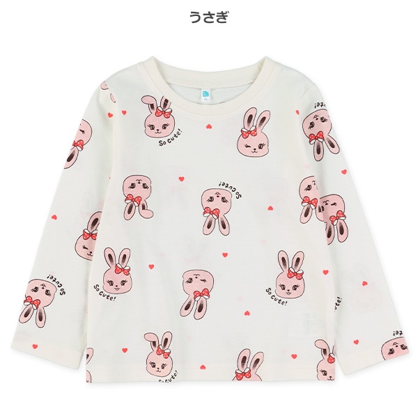 うさぎ・くま総柄長袖Tシャツ