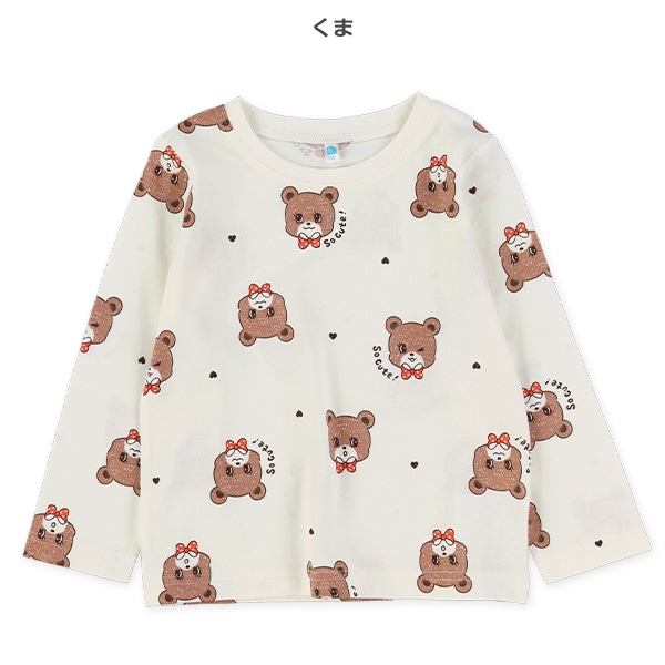 うさぎ・くま総柄長袖Tシャツ