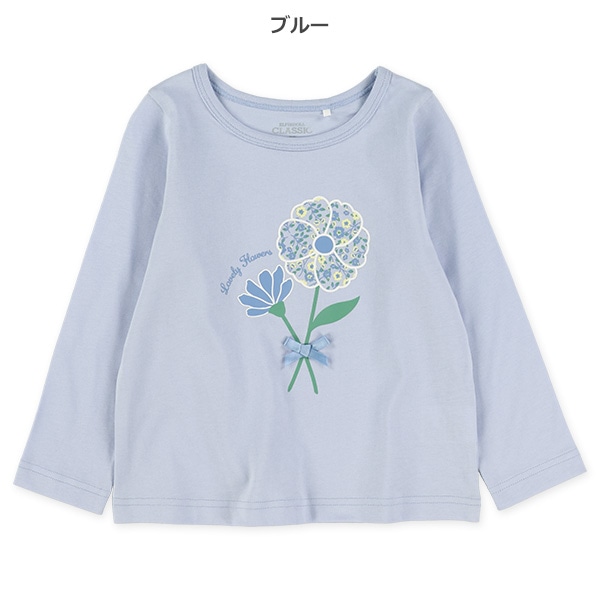 花束プリント長袖Tシャツ