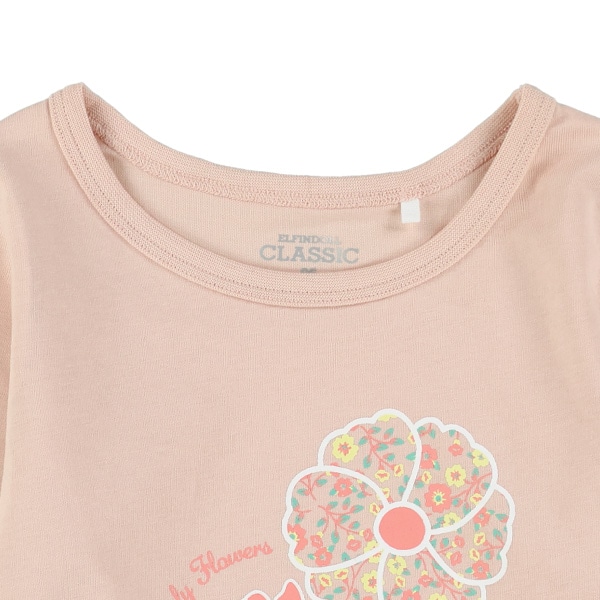 花束プリント長袖Tシャツ