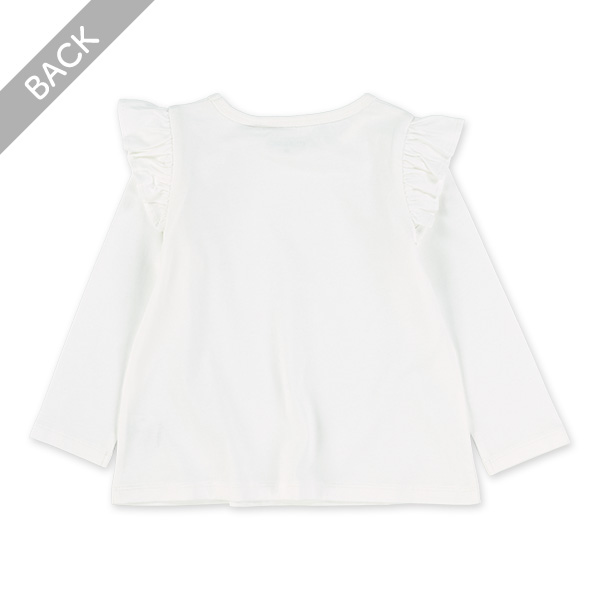 肩フリル白黒Tシャツ