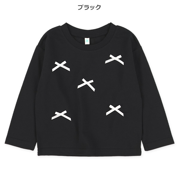 リボン付き長袖Tシャツ