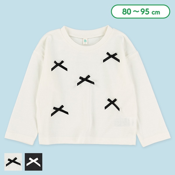 リボン付き長袖Tシャツ
