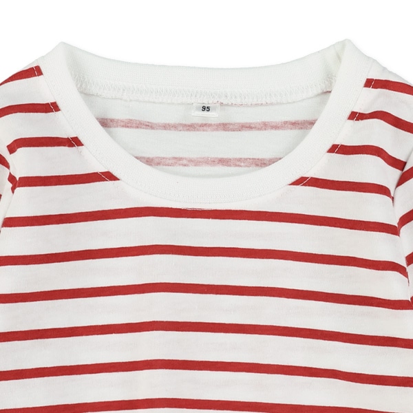 ボーダー裾花レース長袖Tシャツ