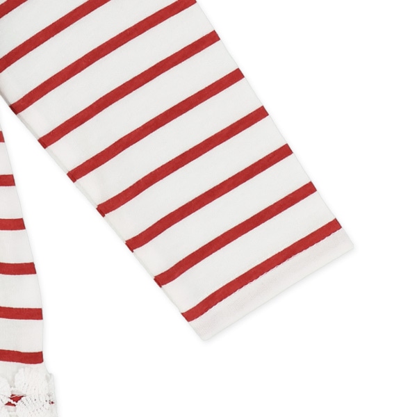 ボーダー裾花レース長袖Tシャツ