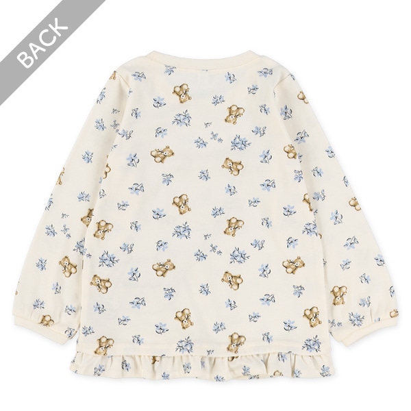 スムースくまポシェット風長袖Tシャツ