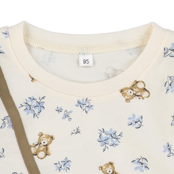 スムースくまポシェット風長袖Tシャツ