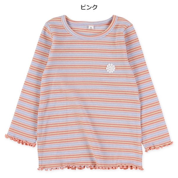 スパンテレコお花レースボーダー長袖Tシャツ