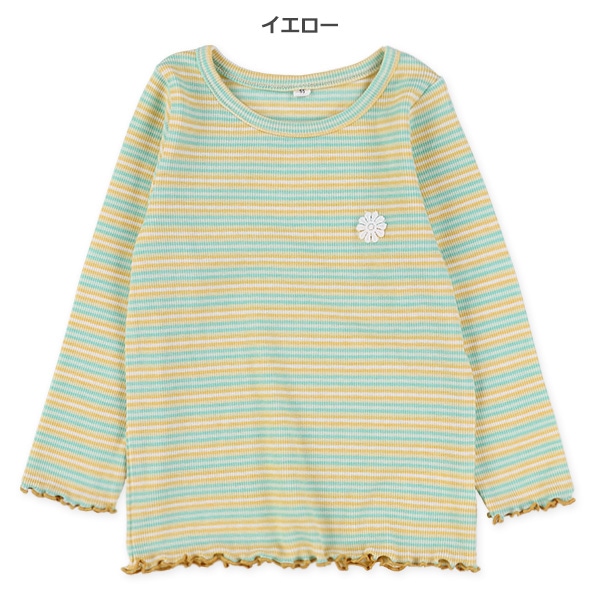 スパンテレコお花レースボーダー長袖Tシャツ