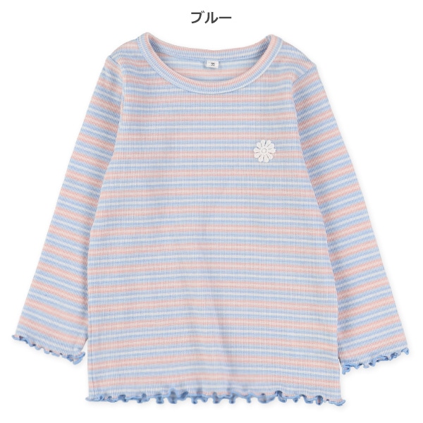 スパンテレコお花レースボーダー長袖Tシャツ