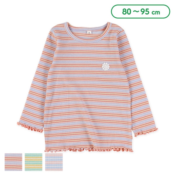 スパンテレコお花レースボーダー長袖Tシャツ