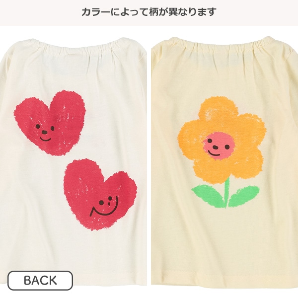 前後プリントスモック風長袖Tシャツ