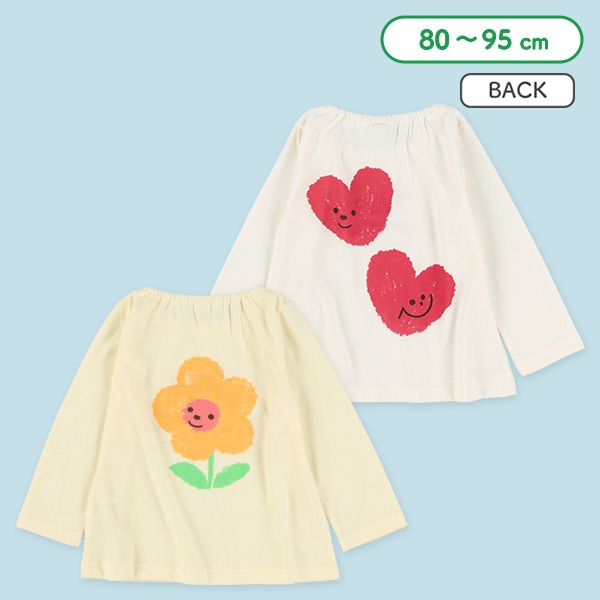 前後プリントスモック風長袖Tシャツ