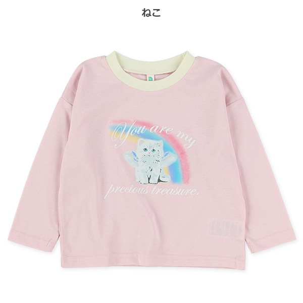 ケーキ・くま・ねこ長袖Tシャツ