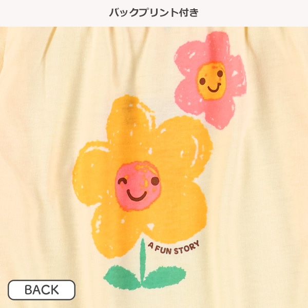ハート柄・花柄前後プリントスモック長袖Tシャツ