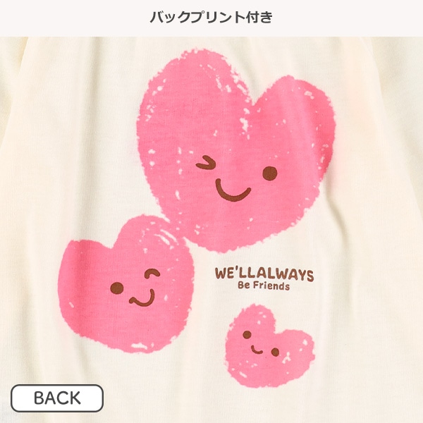 ハート柄・花柄前後プリントスモック長袖Tシャツ