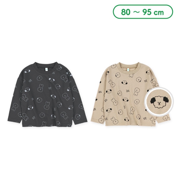 いぬ総柄長袖Tシャツ
