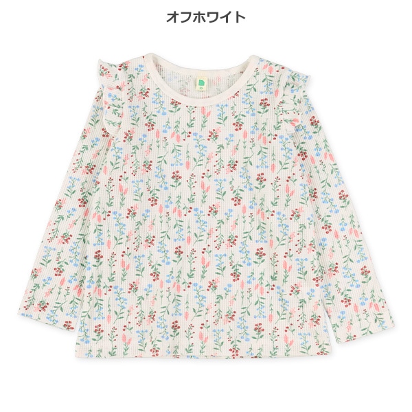 ワッフル小花総柄長袖Tシャツ