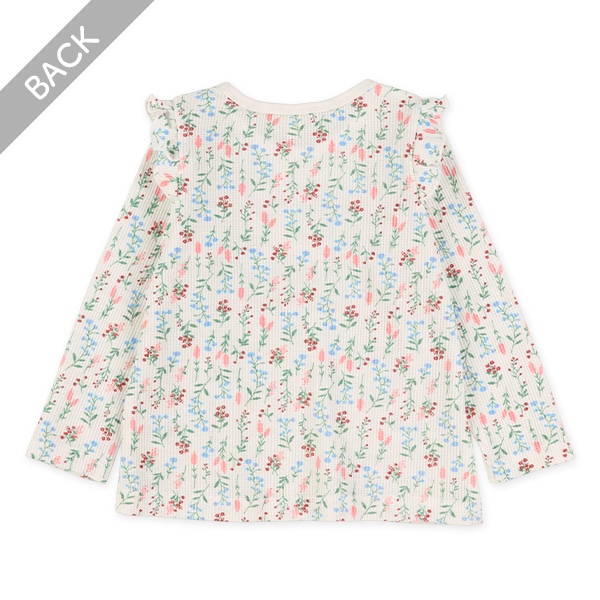 ワッフル小花総柄長袖Tシャツ