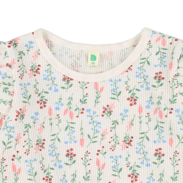 ワッフル小花総柄長袖Tシャツ
