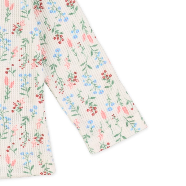 ワッフル小花総柄長袖Tシャツ