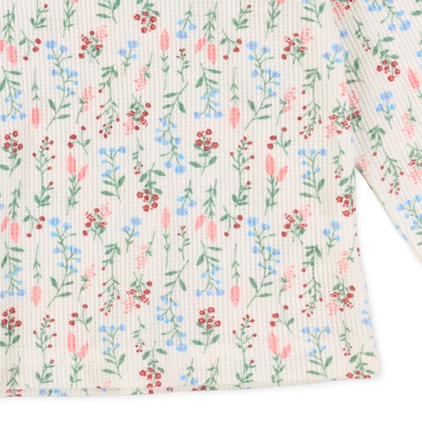ワッフル小花総柄長袖Tシャツ