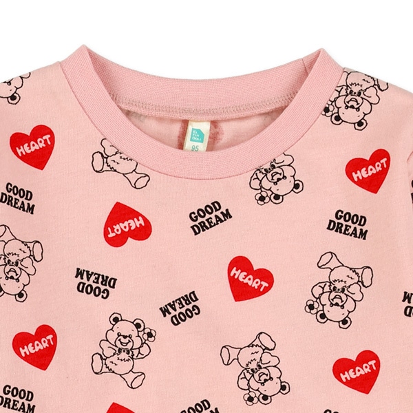 ハートくま総柄長袖Tシャツ