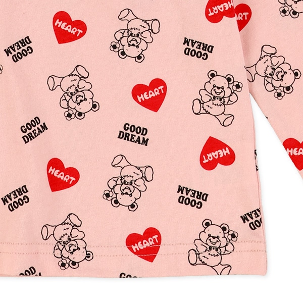 ハートくま総柄長袖Tシャツ