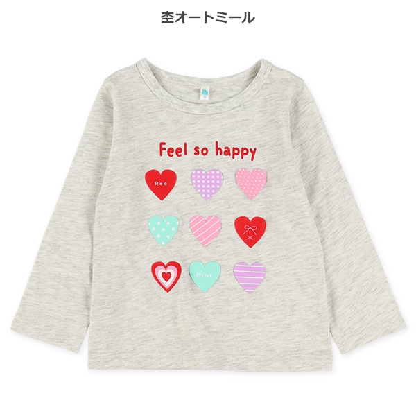 ハート発泡プリント長袖Tシャツ