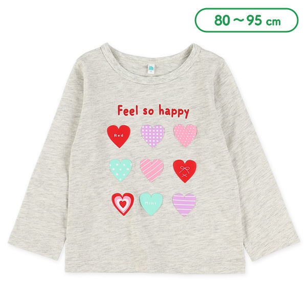 ハート発泡プリント長袖Tシャツ