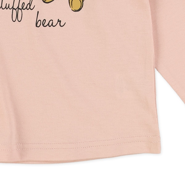 肩フリルくま柄長袖Tシャツ