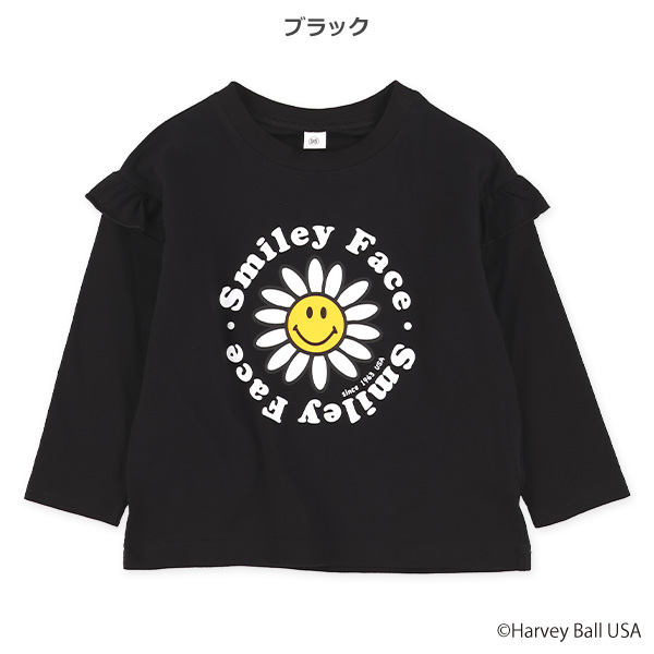 スマイルフェイス総柄長袖Tシャツ