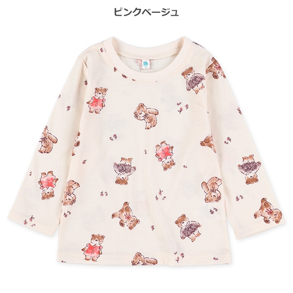 くま総柄長袖Tシャツ
