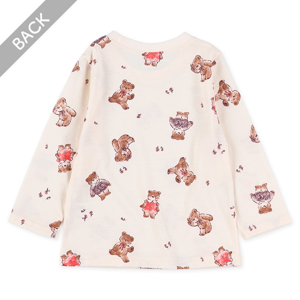 くま総柄長袖Tシャツ