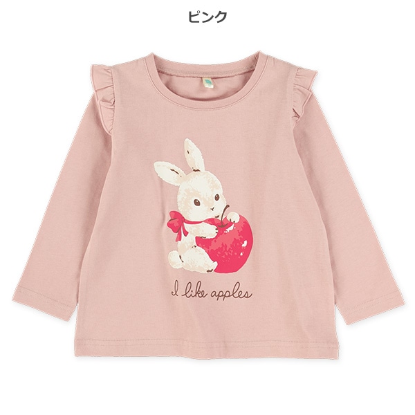 肩フリルうさぎ・ねこ長袖Ｔシャツ