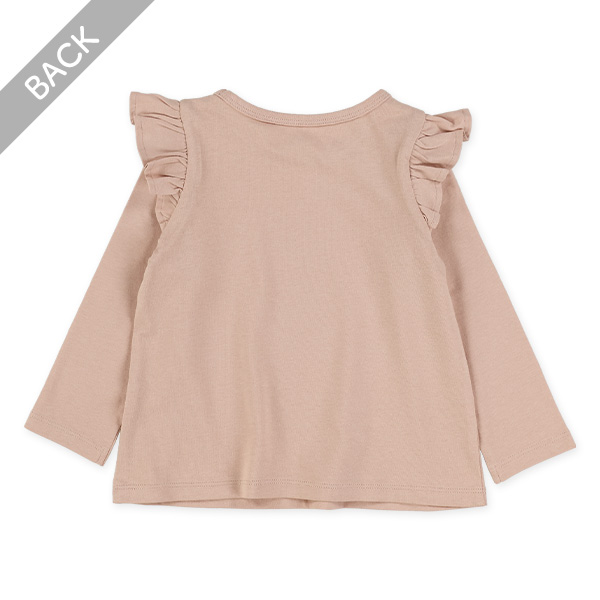 肩フリル長袖Tシャツ