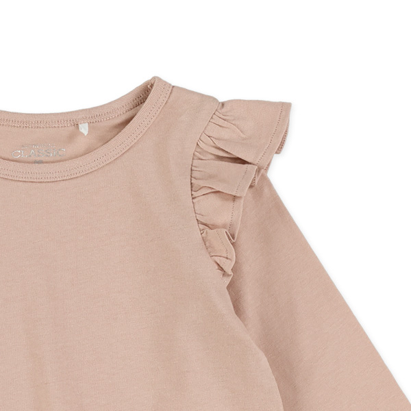 肩フリル長袖Tシャツ