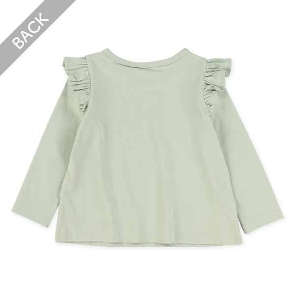 肩フリル長袖Tシャツ
