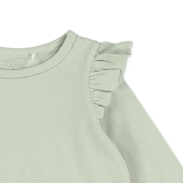 肩フリル長袖Tシャツ