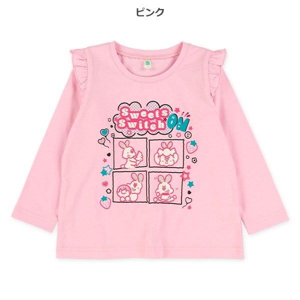 肩フリルうさぎ長袖Tシャツ