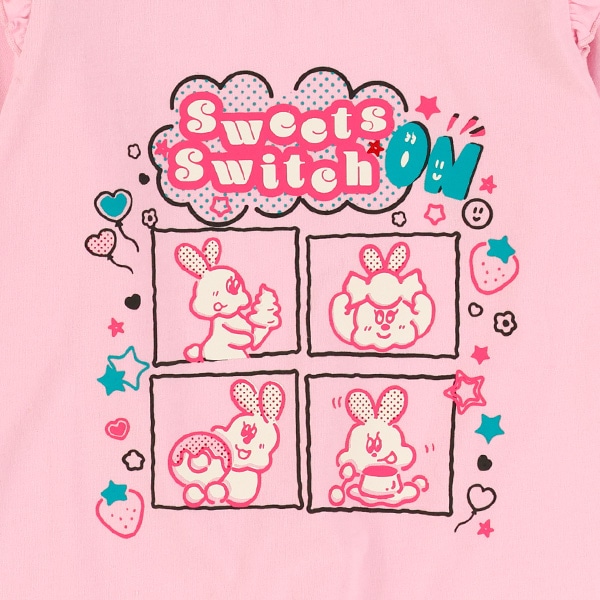 肩フリルうさぎ長袖Tシャツ